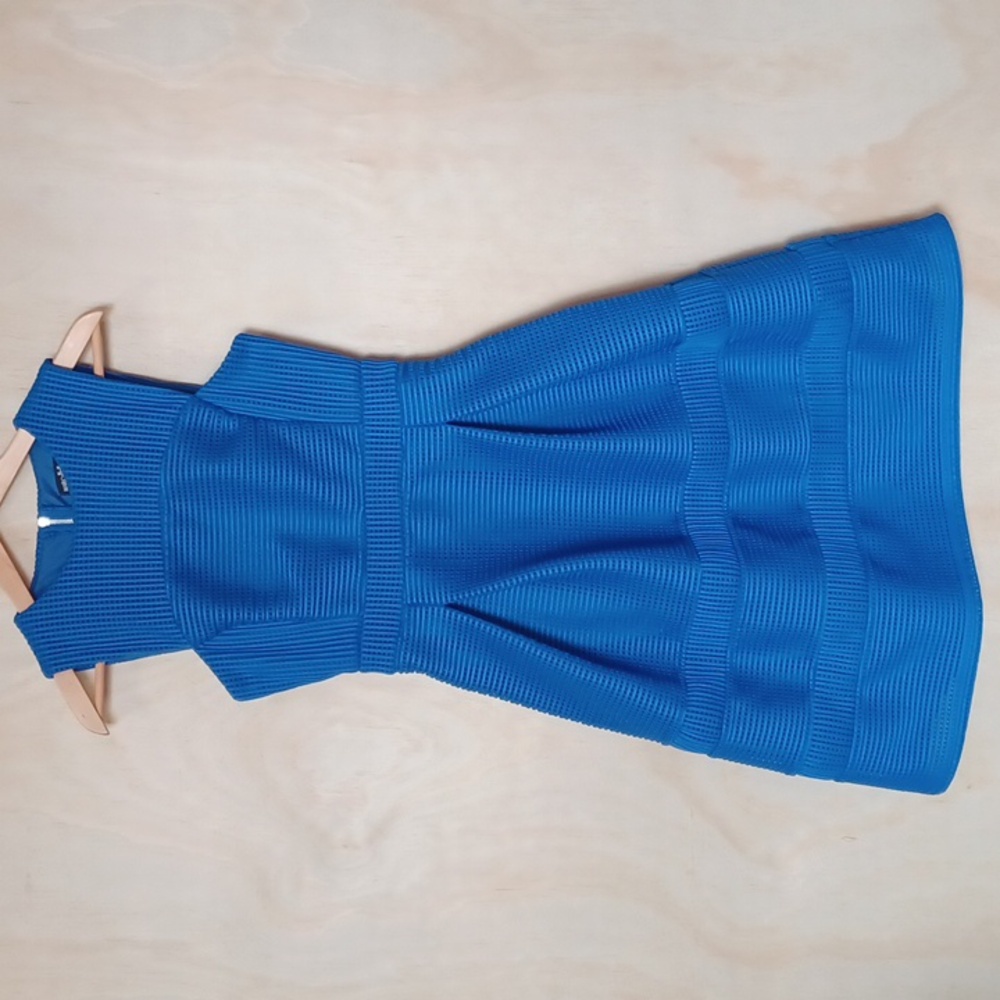 Marc Angelo Sleeveless Waffle Texture Dress Flared Pleated Cupcake Skirt